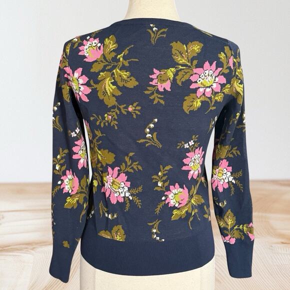 Ann Taylor Floral Crewneck Sweater Womens Sz S Pullover Top Knit Long Sleeves - Picture 5 of 8
